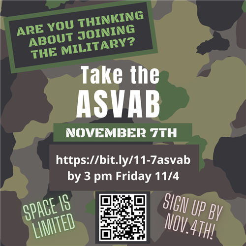  Flyer that  says - Are you thinking about joining the Military